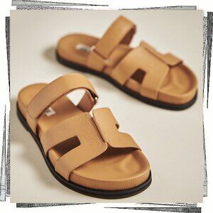 NWT:  Camel / Tan Cutout Slide Sandals (37 EU) by Bibi Lou